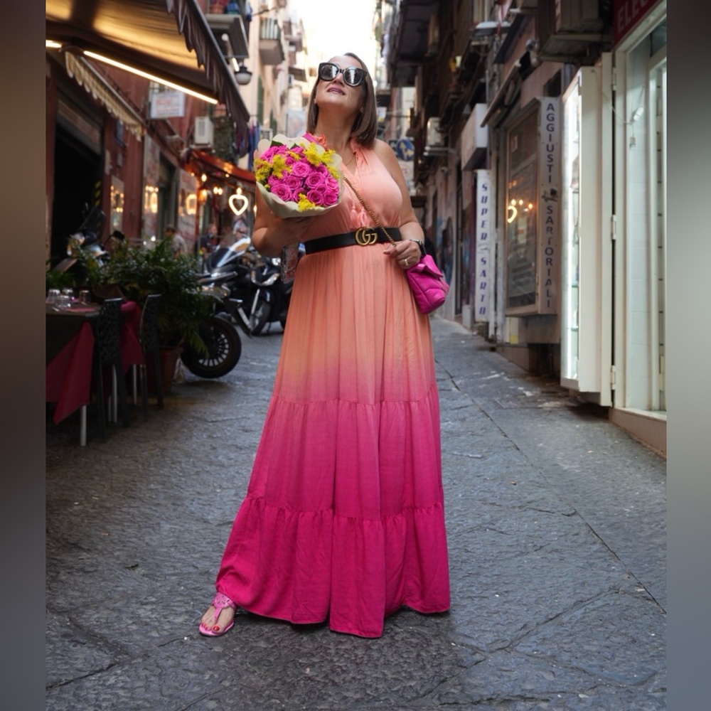 NEW Torrid Coral to Fuchsia Halter Ombre Maxi Dress